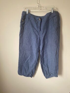 Westbound Indigo Linen Cropped Capris